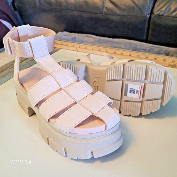 Women’s Sandals#6 UGG Ashton Blush Pink & Beige Platform Gladiator Strappy Prom - Picture 3 of 16